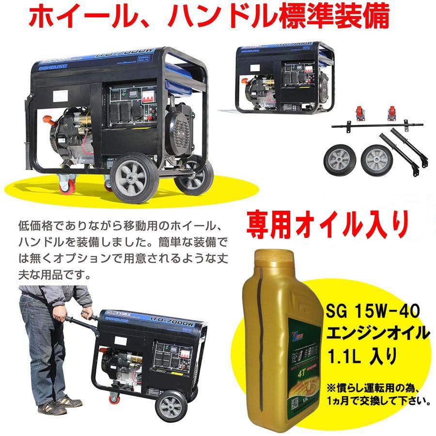 入荷前販売 U225 三相 動力 移動式 発電機 最大 7500W 70A 100V 200V 50Hz 60Hz 同時使用可 発電 エンジン DIY 作業 現場 防災 災害 7000W｜nsk-max｜05