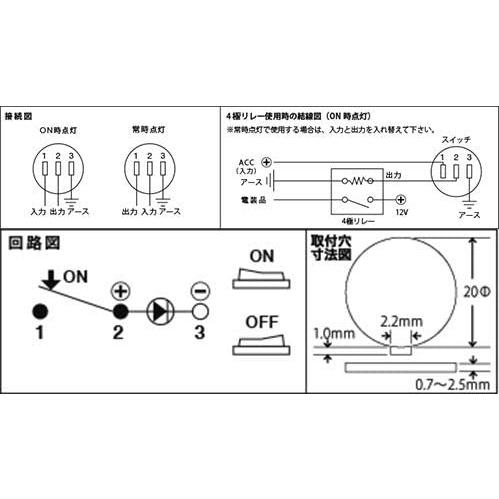 88ハウス 防水スイッチ ロッカー式 位置保持型 12V 20A SW-03 赤 SW-04