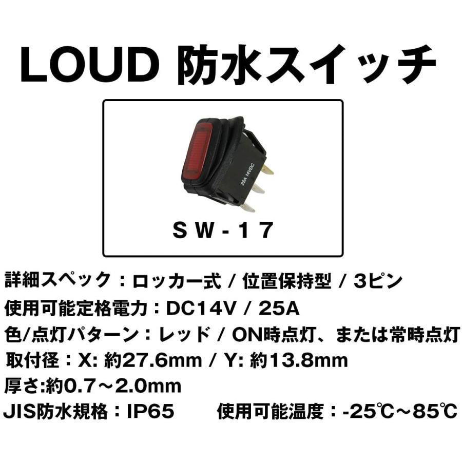 88ハウス 防水スイッチ ロッカー式 位置保持型 12V/25A SW-06 青 SW-17