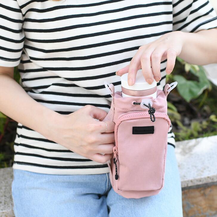 2way フロントポケット 撥水 ナイロン ボトルホルダー 水筒