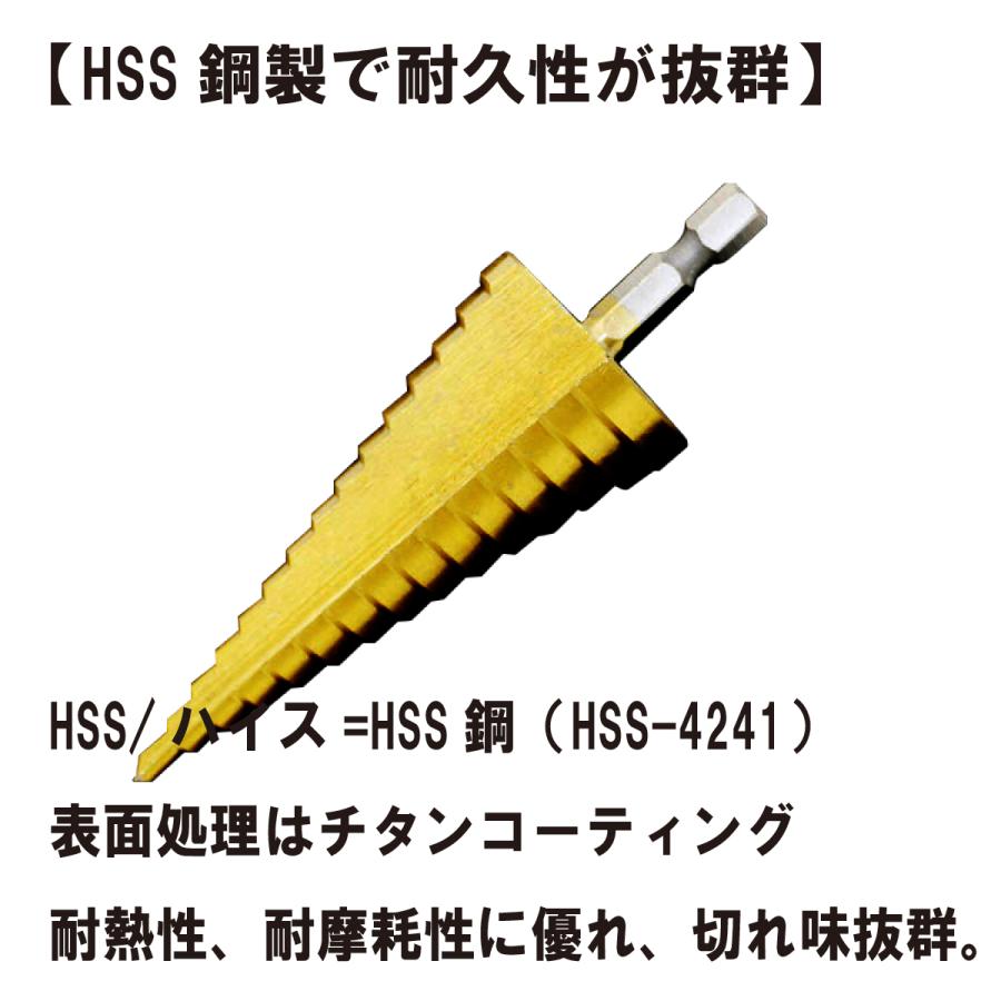ステップドリル  3本セット 収納袋付き　ドリルビット 刃 ドリル部品 穴あけ ドリル  3-12mm 4-12mm 4-20mm 電動ドリル |  | 01