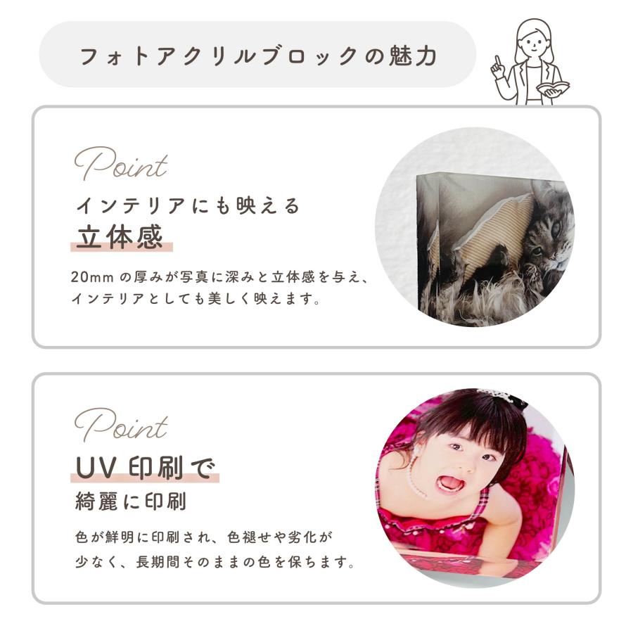 アクリルブロック キューブ オーダーメイド オリジナル 写真 画像 記念品 贈り物 推し活  母の日 父の日 ペットロス 立体 |  | 02