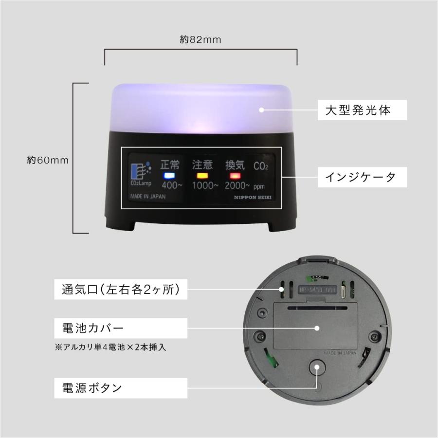 日本精機】 CO2Lamp CO2センサー 白 二酸化炭素測定器・濃度計・検出器