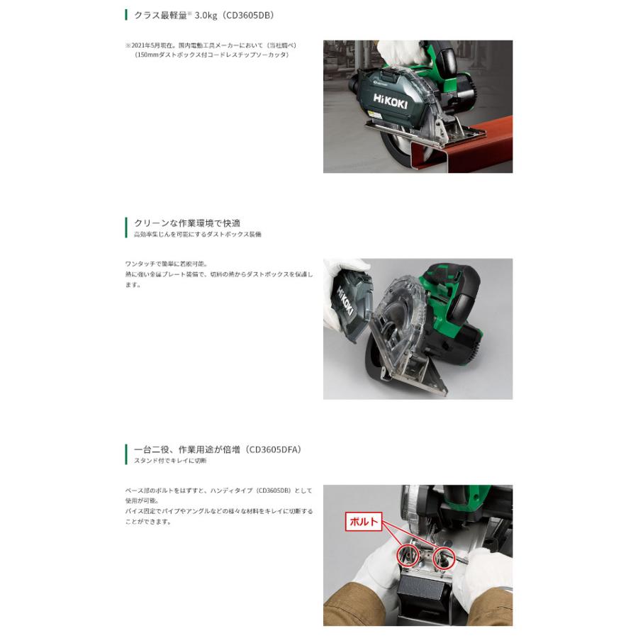 HiKOKI CD3605DB(XPZ) コードレスチップソーカッタ 150mm 36V HiKOKI CD3605DB(XPZ) コードレスチップソーカッタ 150mm 36V