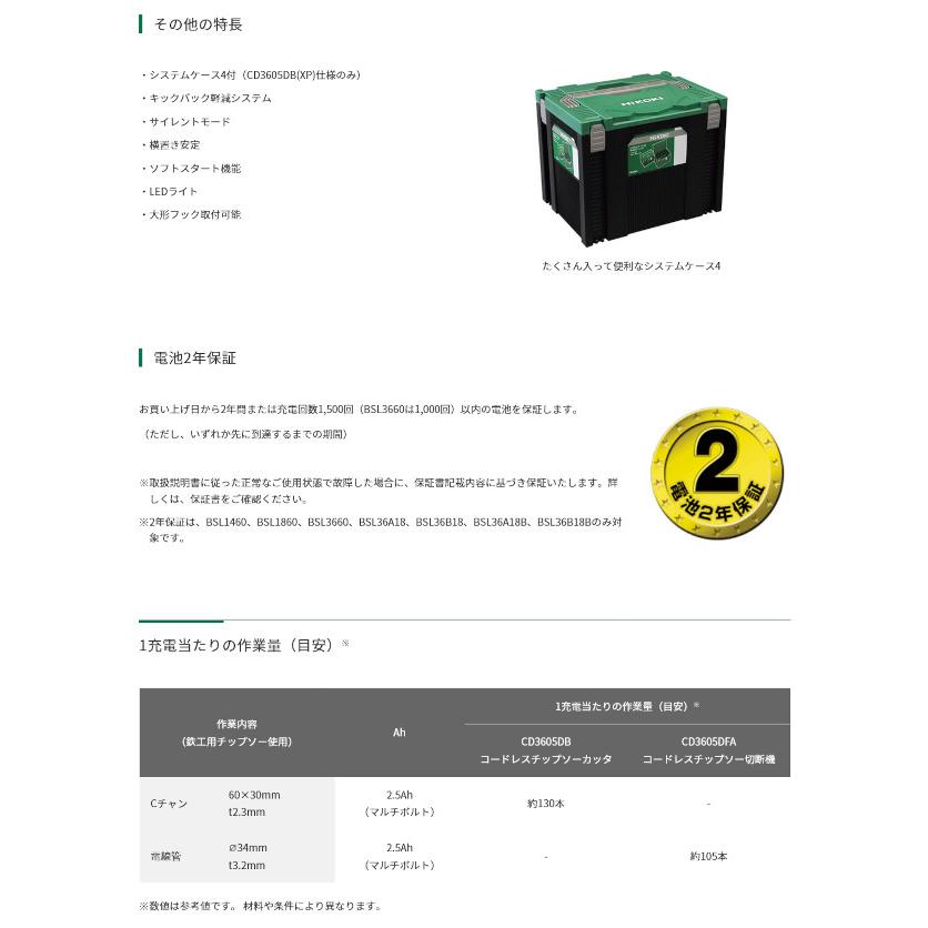 HiKOKI CD3605DB(XPZ) コードレスチップソーカッタ 150mm 36V HiKOKI CD3605DB(XPZ) コードレスチップソーカッタ 150mm 36V