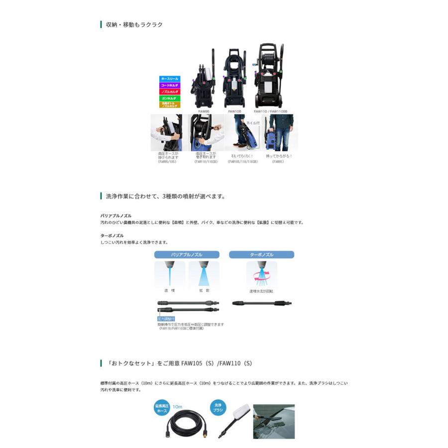HiKOKI FAW105(S) 家庭用高圧洗浄機 特別セット[水道接続式](高圧