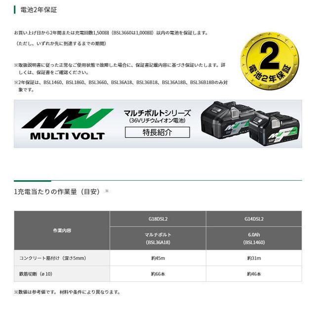 HiKOKI G14DSL2(YP) コードレスディスクグラインダ 14.4V・6.0Ah  