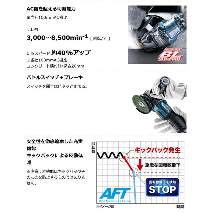 マキタ GA019GZ 充電式ディスクグラインダ 100mm［無線連動+ダイヤル