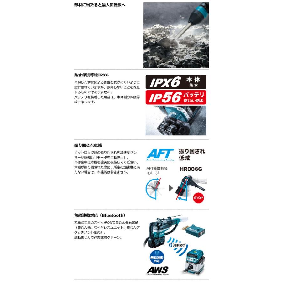 マキタ HR006GZK 充電式ハンマドリル 52mm (無線連動対応 マキタ HR006GZK 充電式ハンマドリル 52mm (無線連動対応