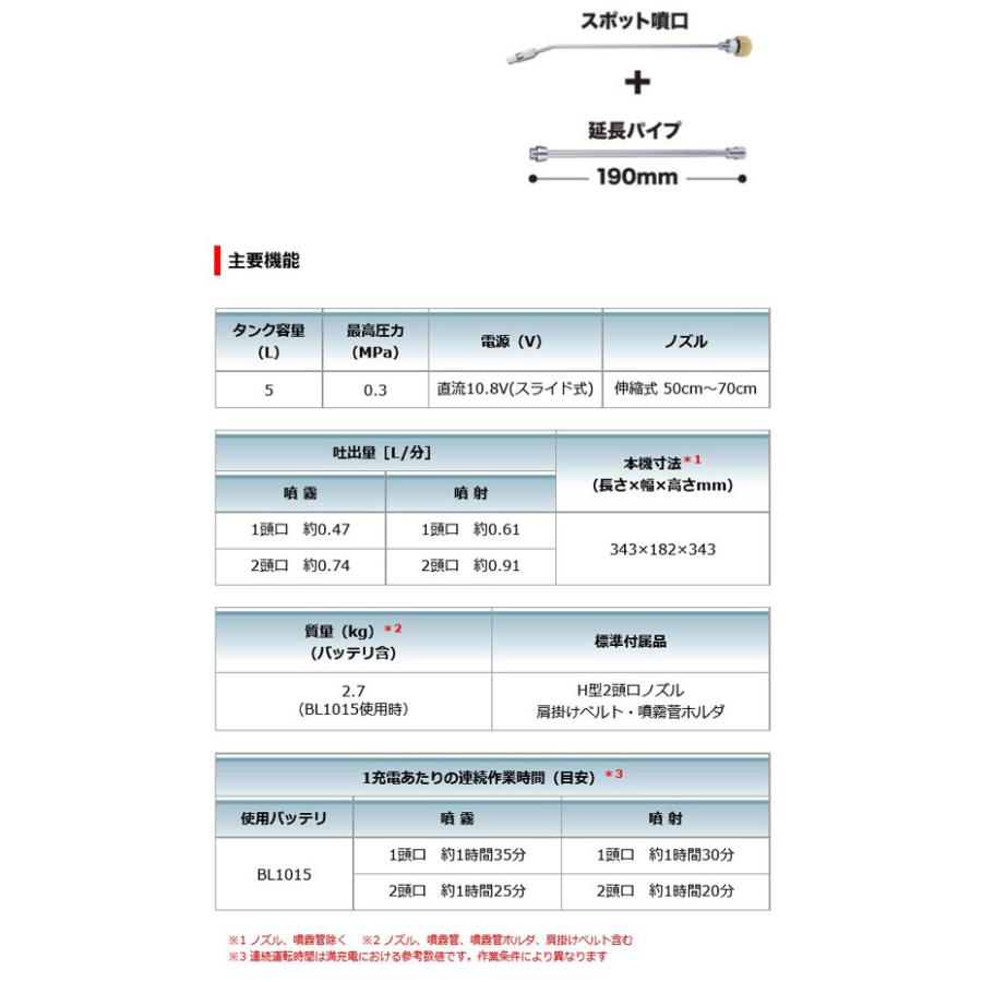 マキタ MUS053DWH 充電式噴霧器 5L 10.8V 1.5Ah (バッテリ・充電器付)｜nst｜08