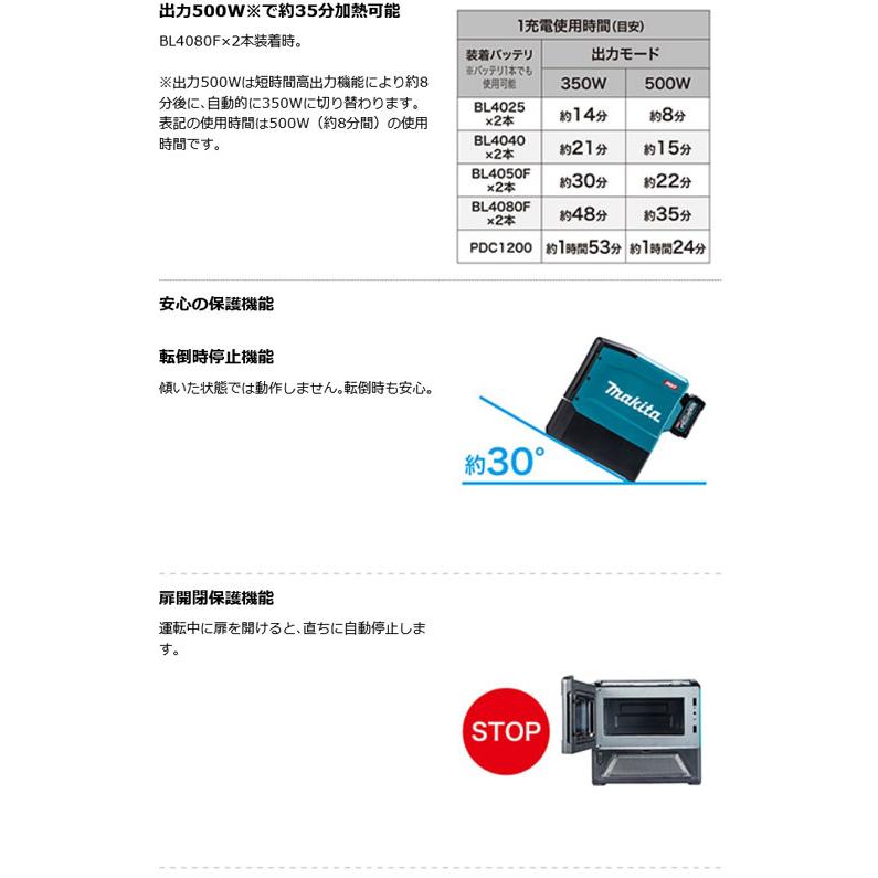 マキタ MW001GZ 充電式電子レンジ 40Vmax 本体のみ (バッテリ マキタ MW001GZ 充電式電子レンジ 40Vmax 本体のみ (バッテリ