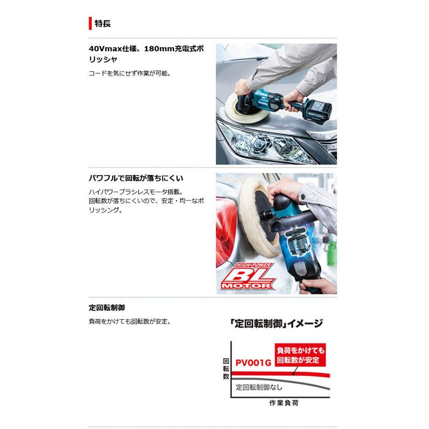 マキタ PV001GZ 充電式ポリッシャ 40Vmax 本体のみ (バッテリ マキタ PV001GZ 充電式ポリッシャ 40Vmax 本体のみ (バッテリ