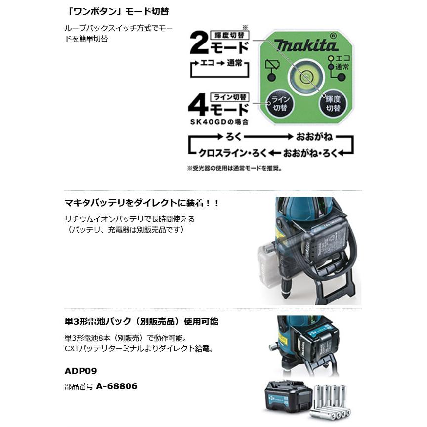 マキタ SK40GD 充電式墨出し器［クロスライン・ろく］10.8V 本体＋受光 