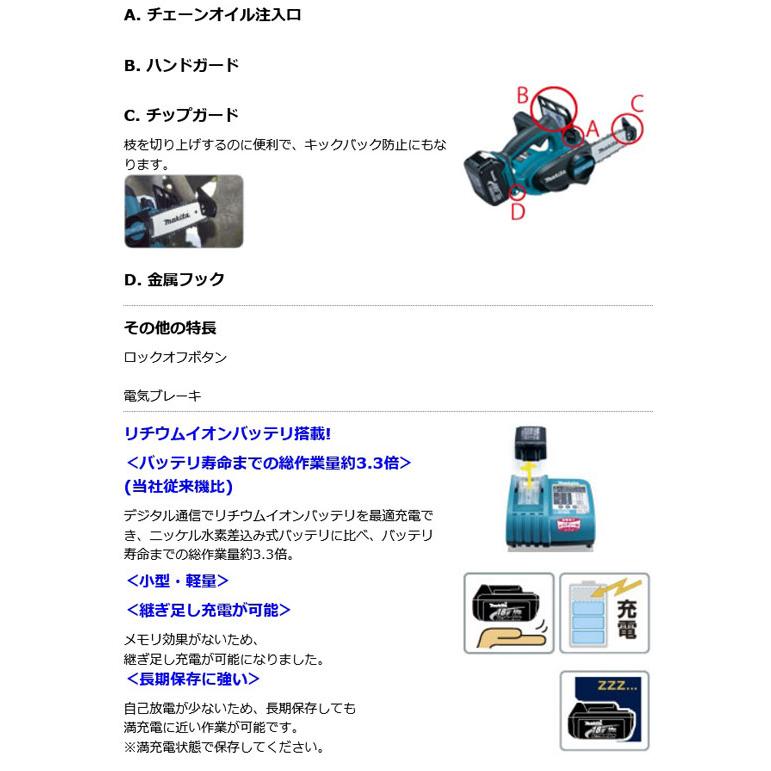 マキタ UC122DZ 充電式チェンソー115mm 18V 本体のみ (バッテリ・充電 