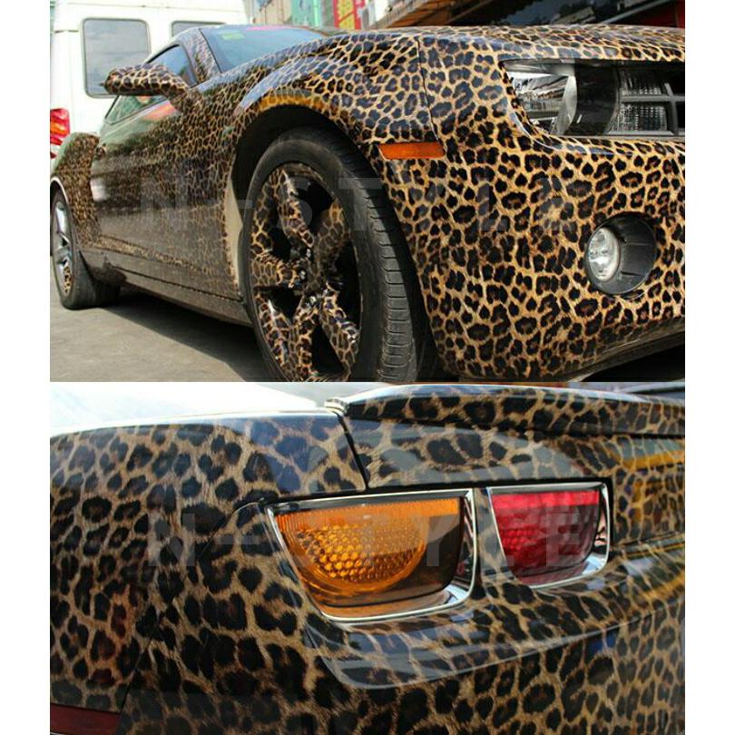 カーラッピングシート 152cm×2mヒョウ柄 艶ありラッピングフィルム