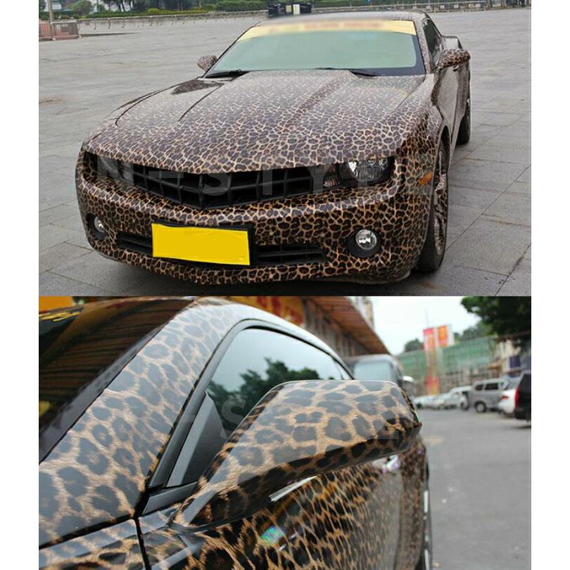 カーラッピングシート 152cm×4mヒョウ柄 艶ありラッピングフィルム