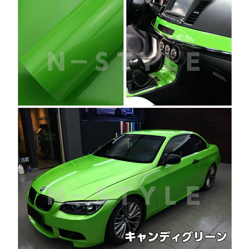 カーラッピングシート　キャンディグリーン152cm×3ｍ 艶あり緑ハイグロスカーラッピングフィルム耐熱耐水曲面対応裏溝付保護付_3