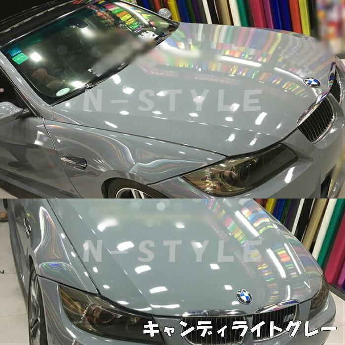 カーラッピングシート　キャンディライトグレー152cm×3ｍ 艶あり灰色ハイグロスカーラッピングフィルム耐熱耐水曲面対応裏溝付保護付_3