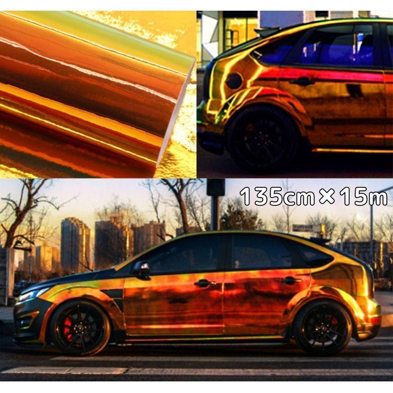 最安値挑戦 レインボーメッキ135ｃｍ 15ｍオレンジ カーラッピングシートフィルム 耐熱耐水曲面対応裏溝付 マジョーラカメレオンカッティングシート 魅了 Atempletonphoto Com