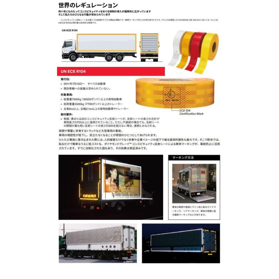 3M反射テープ 1ロール コンスピキュイティ983シリーズ レッド イエロー 蛍光イエロー ホワイトより選択 トラック自動車バイクなどに リフレクトテープの画像