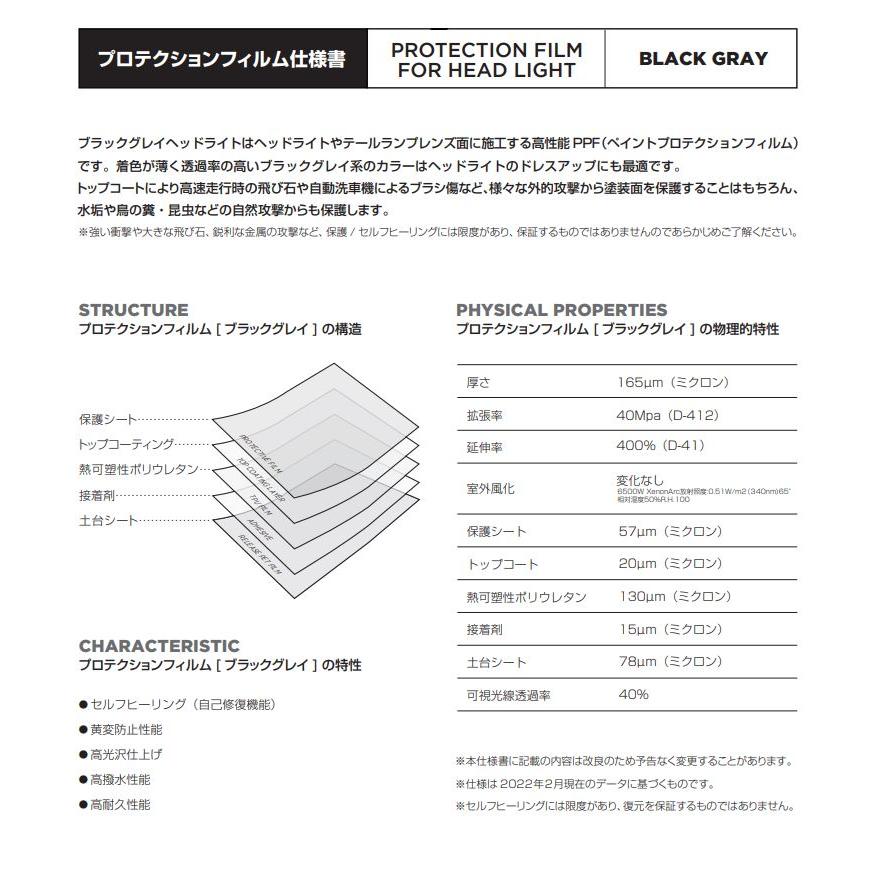 ダイヤモンドスウェル ブラックグレイ 61cm×10m ヘッドライト テールライト用プロテクションフィルム PPF 保護 自己修復 スモークレンズフィルムの画像