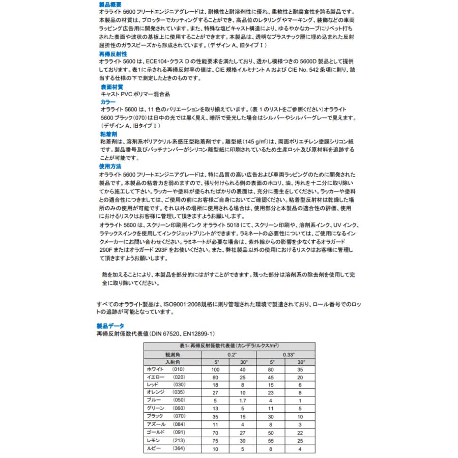 反射シート オラライト5600 1235mm×10m ブルー ORALITEガラスビーズ製高輝度反射フィルム 青 オラフォル反射シールステッカー 自動車トラックバイク用パーツの画像