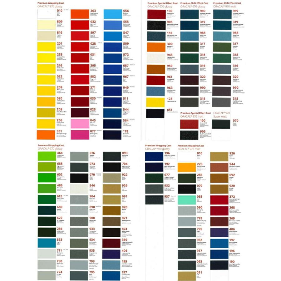 ORACAL970シリーズ 見開きカラーサンプル帳 オラカルカラーカード