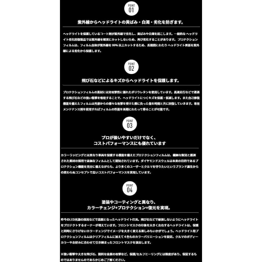 ダイヤモンドスウェル イエローインパクト 30×150cm ヘッドライト プロテクションフィルム 黄ばみ防止カラー変更 自己修復 イエロー レンズフィルム 車 バイク_2