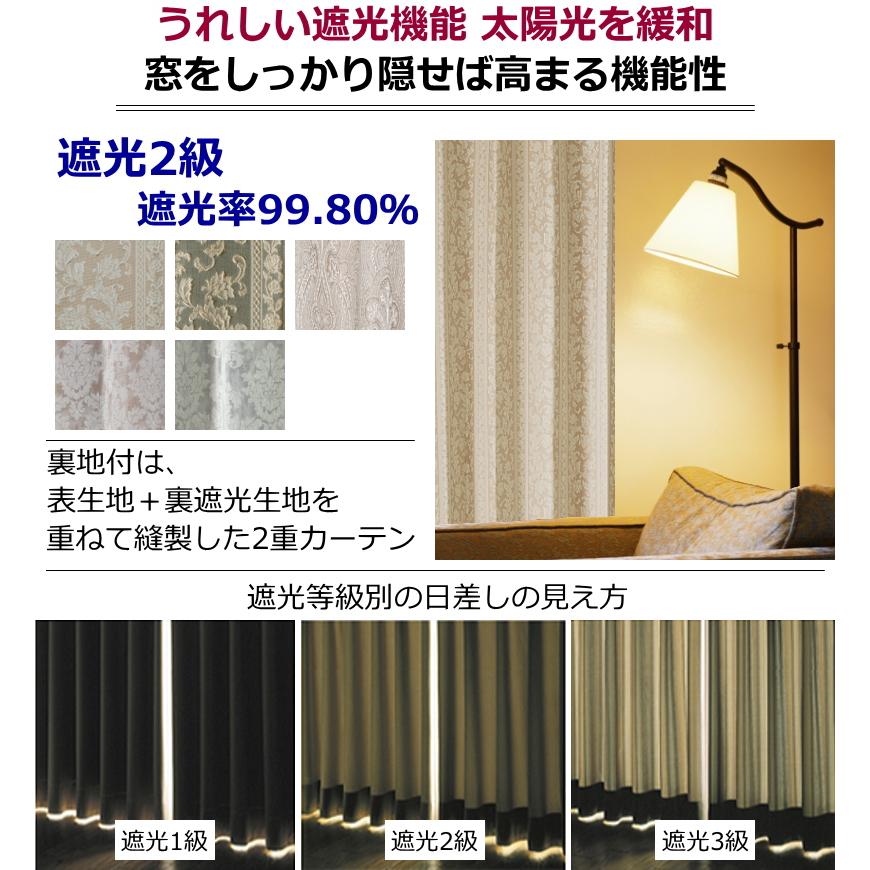 カーテン 遮光 裏地付カーテン 遮熱効果・保温効果 クラシック