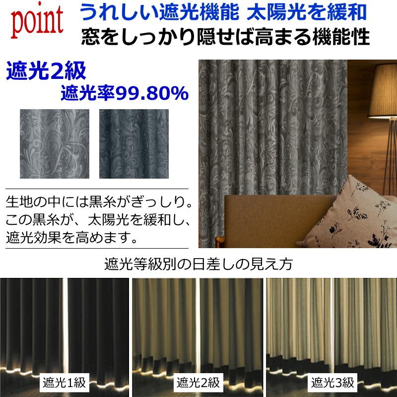 カーテン 遮光 北欧 柄が飛び出す立体感プリント ロイヤルマーチン 丈