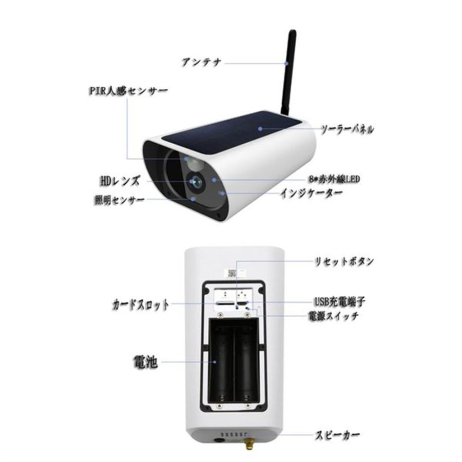 防犯カメラ 屋外 ワイヤレス ソーラー  Wifi対応 スマホ連動 自宅 家庭用 IP67防水 電源不要 配線不要 監視カメラ 智能人体感応 双方向会話 動作検知｜ntk8989-store06｜12