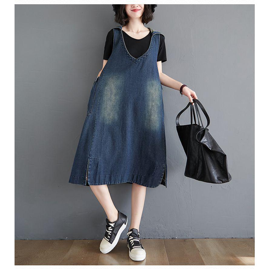 デニムワンピース ジャンパースカート Aライン 春 デニムサロペットスカート パーカー Vネックワンピース ロング 大きいサイズ 夏 Aライン マキシ丈 レディース Ag1hpnqc67 家具 インテリア Sprintmart Com
