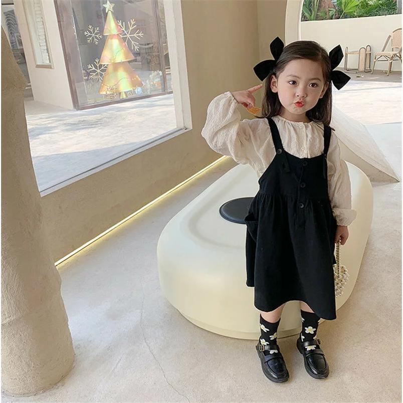 子供服 女の子 ワンピース 長袖 春 秋 サロペット 2点セット ブラウス シャツ 子供 キッズ服 吊りスカート 女児 フォーマル サロペットスカート トップス 子 新作