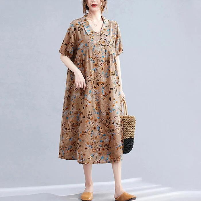 ワンピース レディース 夏 シャツワンピース ロングワンピース ゆるシルエット ワンピ プリント 半袖 オフィス オーバーサイズ ゆったり ガーゼ ワンピース ポケ Sslnnb41qq トップス Sprintmart Com