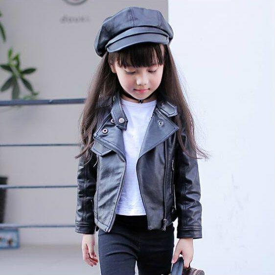 キッズ ライダースジャケット Puレザー アウター 秋 冬 女の子 可愛い キュート 子供サイズ 小人 ガールズ ジュニア 韓国子供服 カジュアル ブラック レッド 交換無料