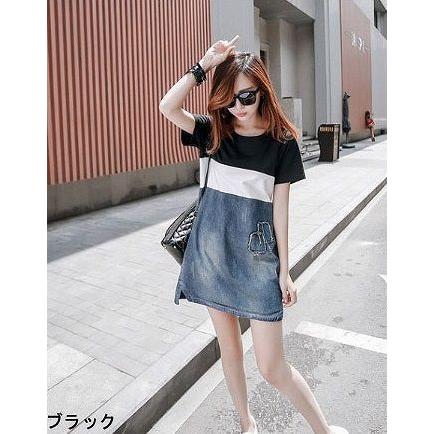 レディース ファッション 女性 かわいい デニムスカート ラウンドネック シャツ 半袖 大人カジュアル 夏 外出 アウトドア レジャー 外出 ブラック グレー Puwjuio7xa Casacampo Com Gt