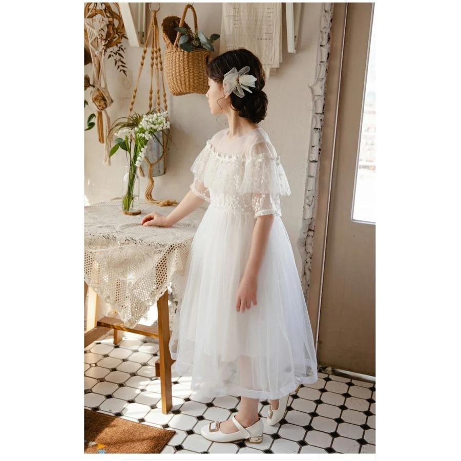 一流の品質 ロングドレス 夏服 フリル レース 白 ワンピース キッズ 女の子 子供ドレス チュールワンピース ガールズ ホワイト 花びら 衣装 七五三 結婚式 ピアノ発表会 ワンピース Size 150 Www We Job Com