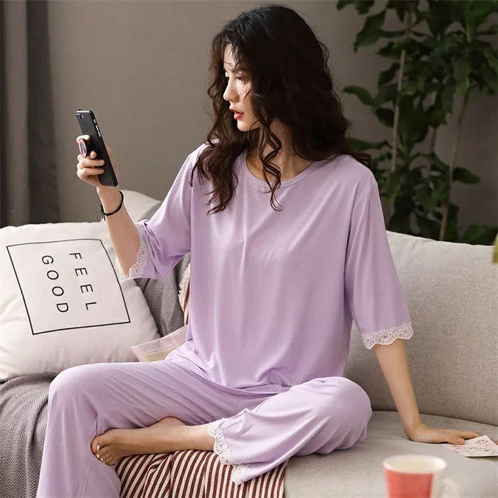 ルームウェア レディース パジャマ 半袖 上下セット 大きいサイズ Tシャツ ロングパンツ Vネック 体型カバー 部屋着 寝巻き ゆったり モーダル 春夏秋 肌に優 N5gw3qox6m インテリア雑貨 Www Sunnseit Apartments It