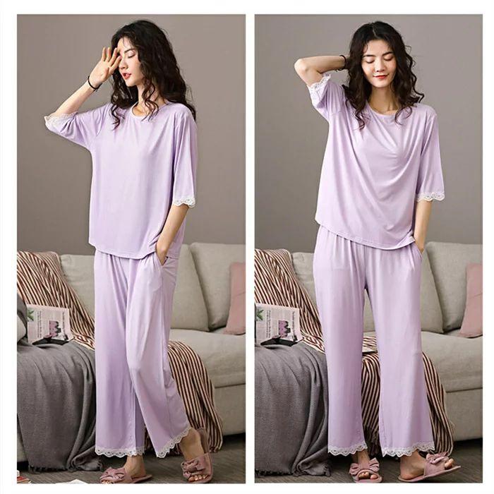 ルームウェア レディース パジャマ 半袖 上下セット 大きいサイズ Tシャツ ロングパンツ Vネック 体型カバー 部屋着 寝巻き ゆったり モーダル 春夏秋 肌に優 N5gw3qox6m インテリア雑貨 Www Sunnseit Apartments It