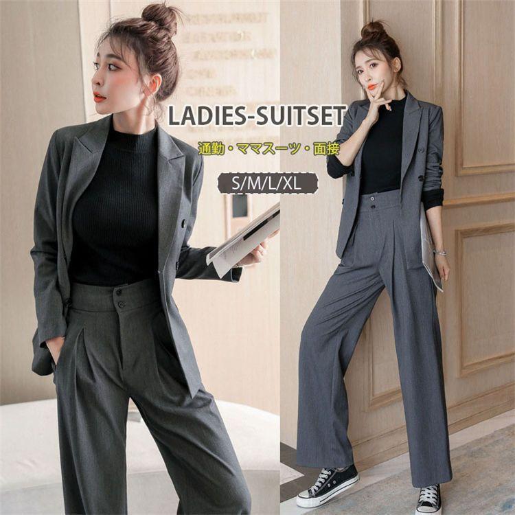 WEB限定】 セットアップ フォーマルスーツ パンツスーツ 黒 韓国 結婚