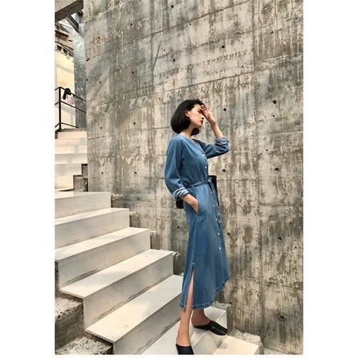 デニムワンピース ロングワンピース レディース ドレス 長袖 ラップワンピース 大人可愛い通勤ワンピース 結婚式ワンピース アウター 二次会 お呼ばれ Ol オフィ Tlaxdgttv0 メンズファッション Windowrevival Co Nz