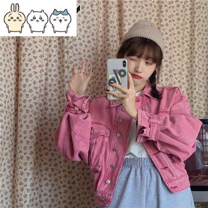 レトロ風味 Pink デニム ジャケット デニムジャケット ジャケット アウター Gジャン デニム ジージャン レトロ ライトアウター 羽織り ショート丈 クロップド Holyholy4106 Ntraditionstore 通販 Yahoo ショッピング