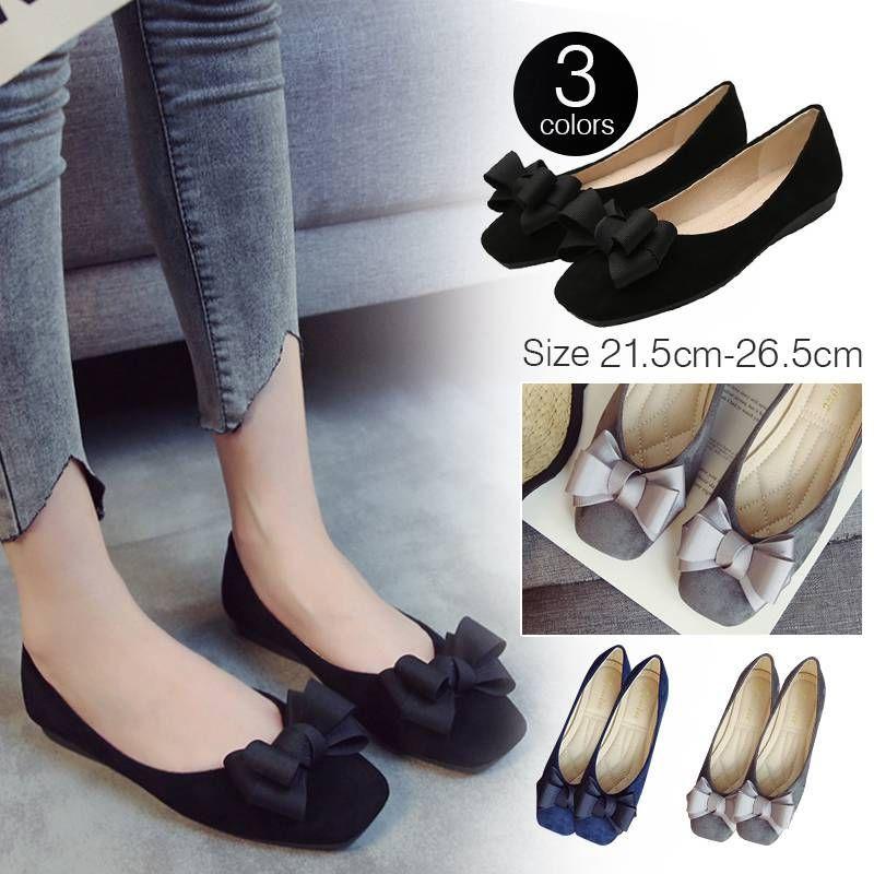 パンプス レディース バレエシューズ スクエアトゥ ぺたんこ リボン フラットシューズ りぼん コーデ 小さいサイズ 大きいサイズ フラット 21 5cm 26 5cm Jx0503a0008 Ntradition 通販 Yahoo ショッピング
