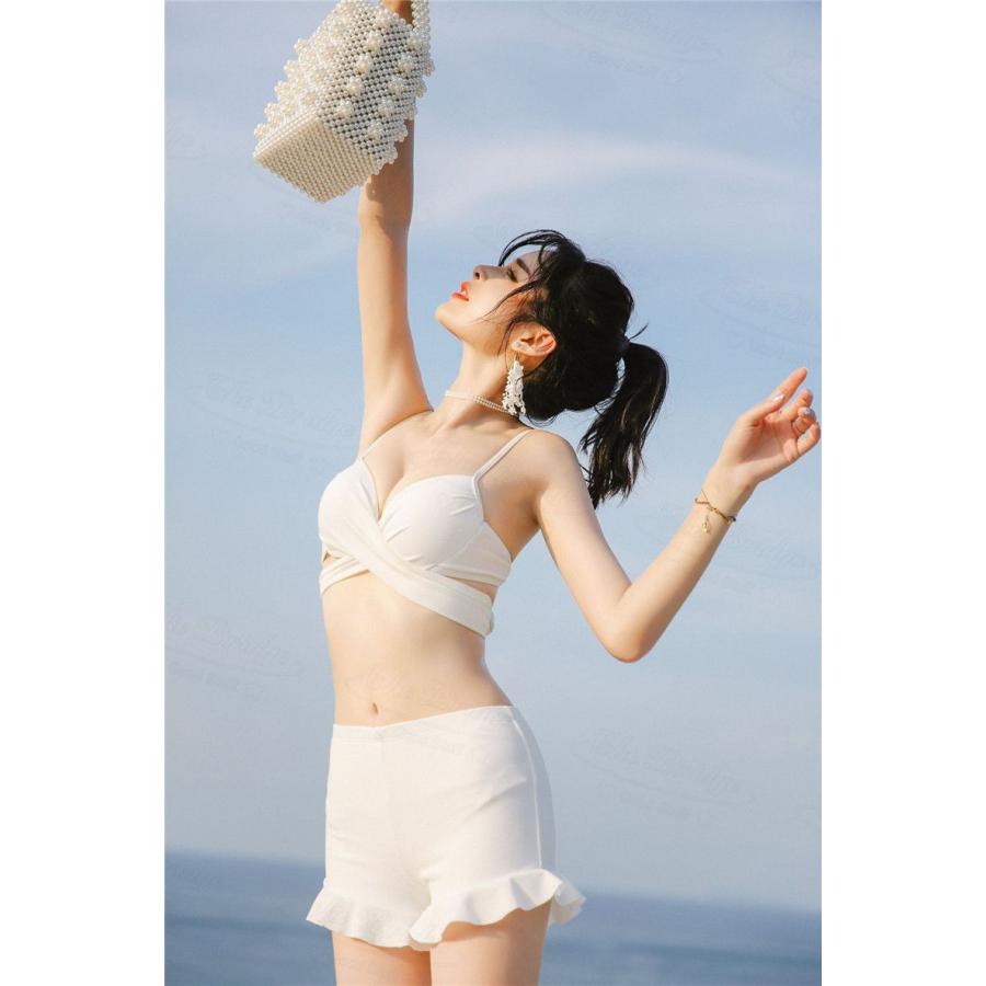 水着 夏 3点セット おしゃれ お尻 カバーアップ セクシー ビキニ ブラウス レディース レース 体型カバー 保守 可愛い水着 太もも 露出控え 韓国 韓国水着 大規模セール レディース