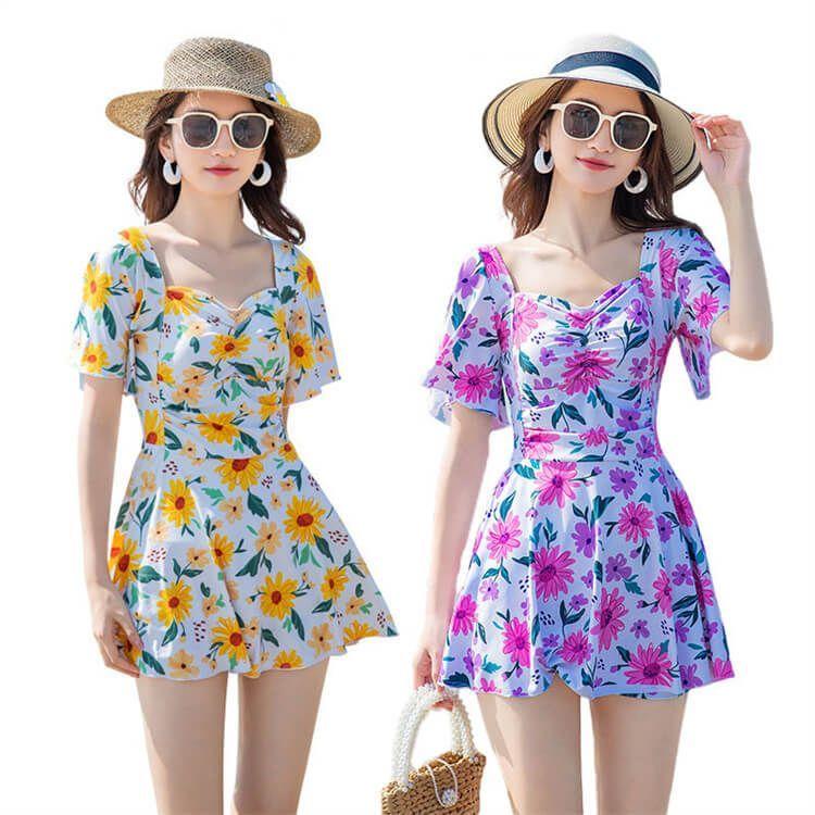 水着 レディース 3色 ぽっちゃり エレガント オトナ女子 ショーツ ファッション ワンピース ワンピ水着 体型カバー 可愛い 太もも 女性用 温泉水着 盛れる 花柄 Sale 37 Off 体型カバー