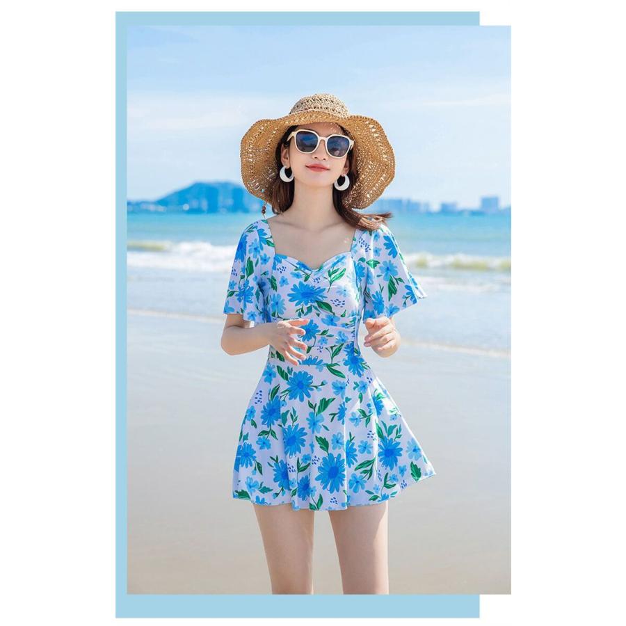 水着 レディース 3色 ぽっちゃり エレガント オトナ女子 ショーツ ファッション ワンピース ワンピ水着 体型カバー 可愛い 太もも 女性用 温泉水着 盛れる 花柄 Sale 37 Off 体型カバー