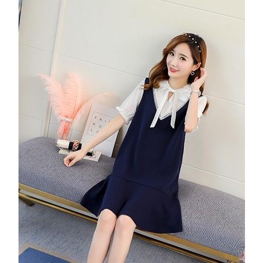 当店一番人気 マタニティ ボウタイ ワンピース ドレス 結婚式 お呼ばれ 半袖 ミニ丈 ミニワンピース 大きいサイズ 3l 韓国 リボン 体型カバー ゆったり きれいめ おしゃれ 大 Wonder Eyes Co Jp