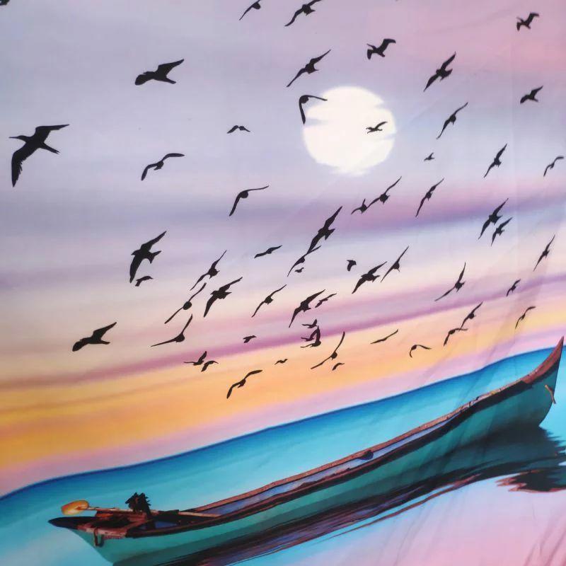 230cmx180cm タペストリー 大きい おしゃれ 壁掛け 鳥 海 お洒落 ピンク 可愛い おしゃれ 空 タペストリー ナチュラル 北欧 目隠し 背景布 フックおまけ 大判 今季一番