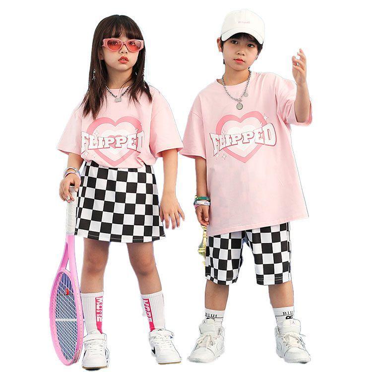 キッズダンス衣装 セットアップ チアガール 女の子 スカート チェック柄 ピンクシャツ ズボン K Pop ジャズ ダンス 子供服 ヒップホップ 原宿系 ストリート Hiph Subvgciocp Anzanatitlan Org