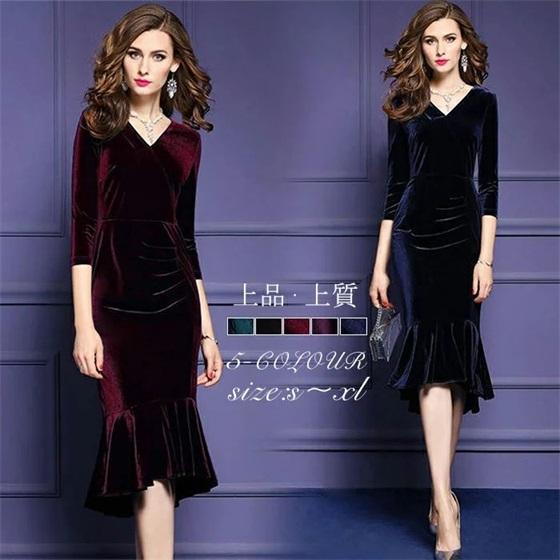 レディース ワンピース レディースワンピ ロングワンピース 大人ワンピース きれいめ ワンピース フォーマル ワンピース ベロアワンピース マーメイ Sw0607b127 Ntradition 通販 Yahoo ショッピング